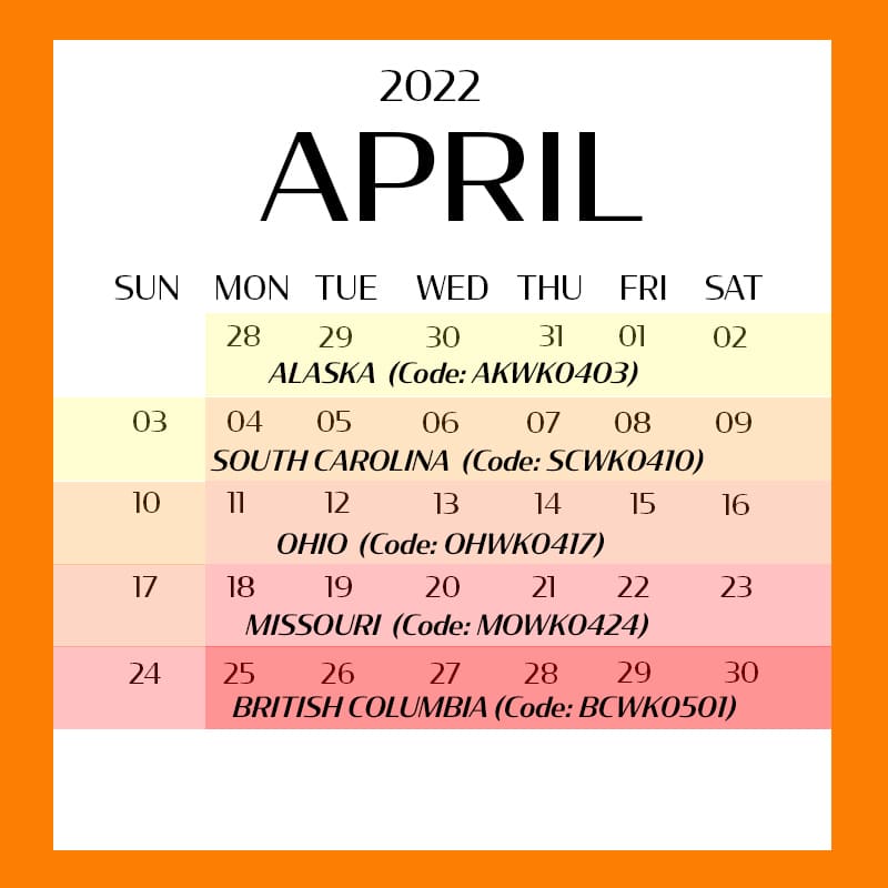Granberg's April Calendar